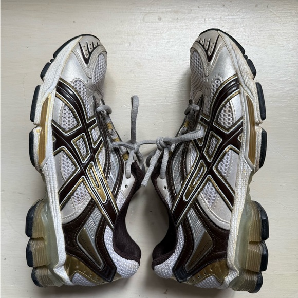 Asics White and Gold Athletic Sneakers - Picture 1 of 5